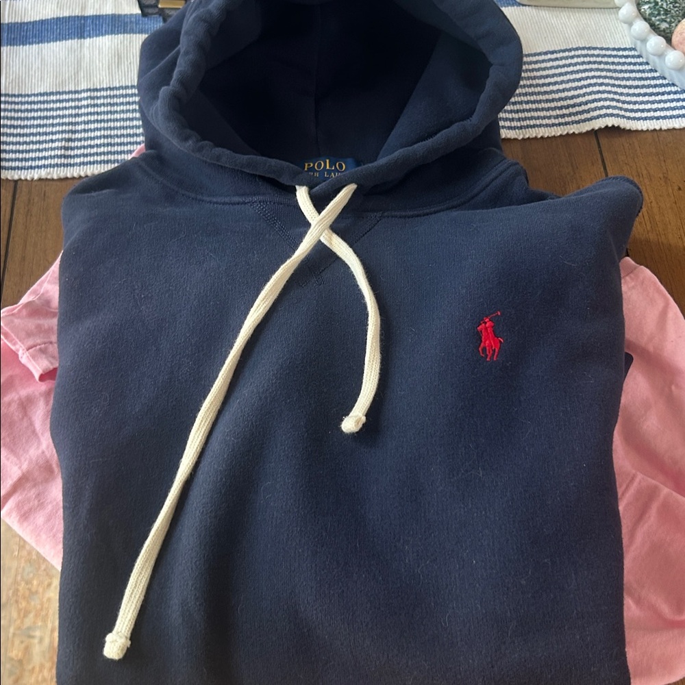 Ralph Lauren Navy Hoodie with Red Logo